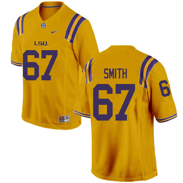Men #67 Cole Smith LSU Tigers College Football Jerseys Sale-Gold
